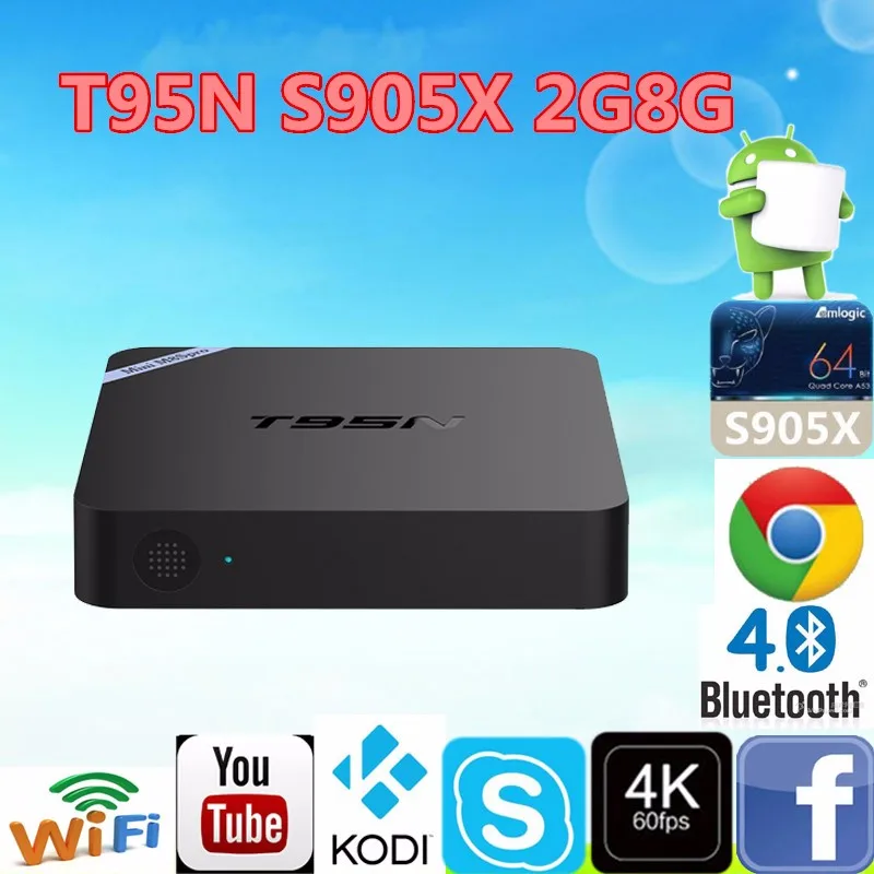 Android 6.0 2 ГБ оперативной памяти 8 ROM T95N Amlogic S905X TV Box мини M8S pro oem