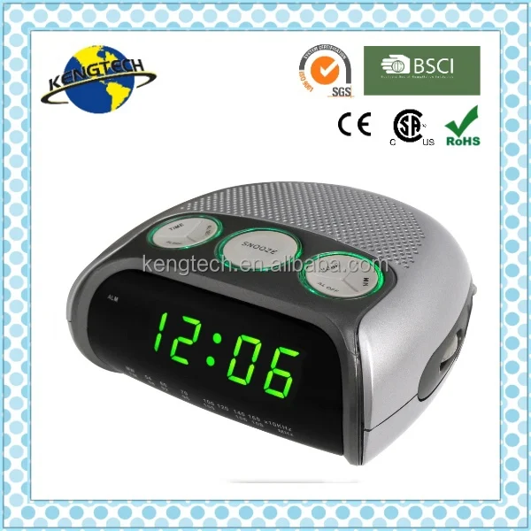 CT-3193 Hot Item Green LED Dual Alarms Light Rim Clock Radio
