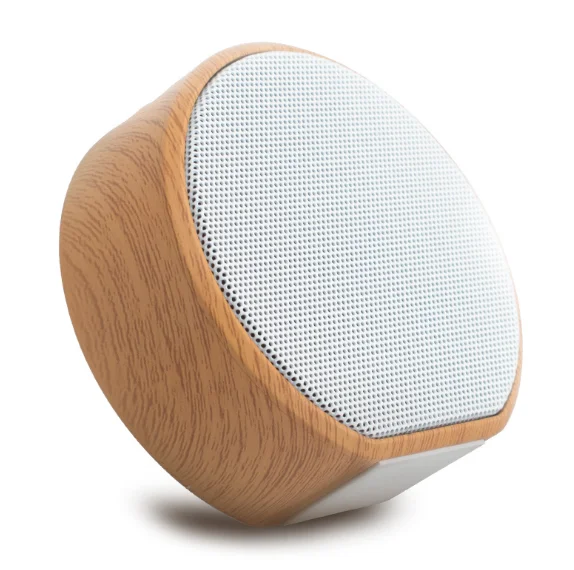 Round wood grain subwoofer stereo mini outdoor portable wireless blue tooth speaker