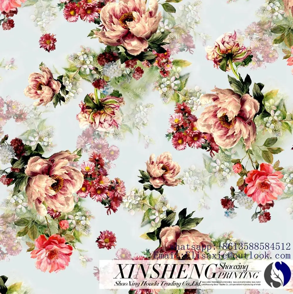 Factory can directly customize Digital printing 75D crepe, chiffon flower puzzle, fashion silk printed clothing fabric