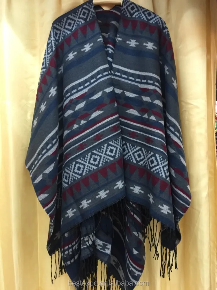
wholesale women traditional ruana wraps tassel kashmir blanket dubai fringe wool shawl 