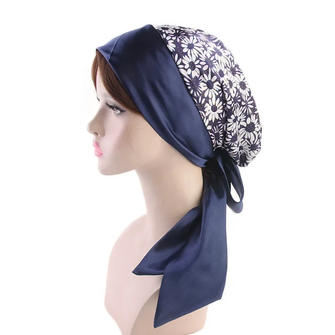 Hijabs muslim dubai head scarf floral bow ties long tail wholesale head-scarfs hair turban