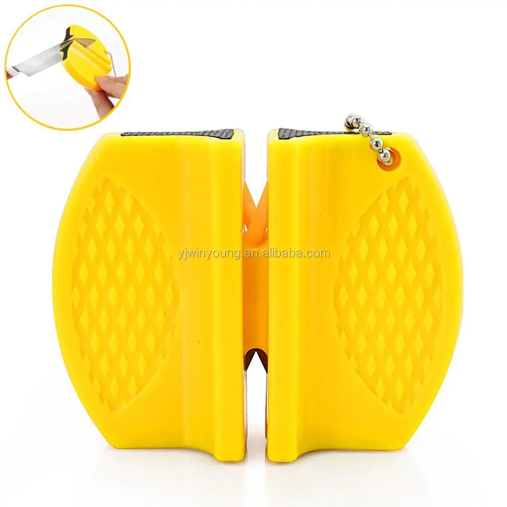 
2-step Carbide and Ceramic Yellow Mini Knife Sharpener Kitchen Usage 