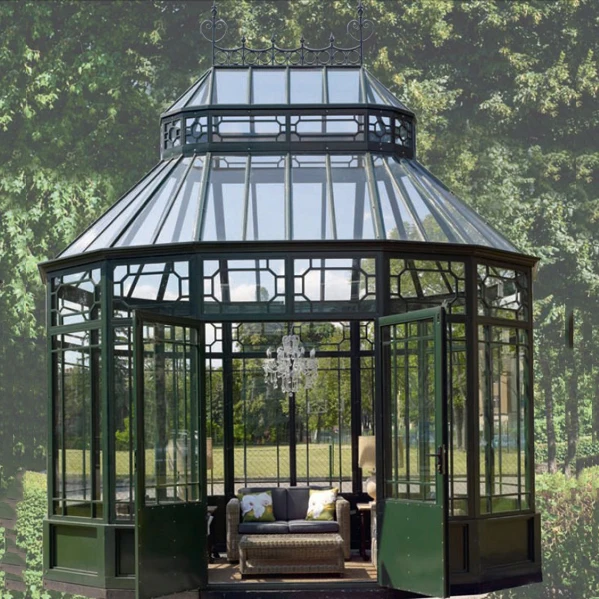 Garden buildings Pavilion Metal Wrought Cast Iron Gazebo Greenhouse Sunroom Pavilions For Sale Royal Quality