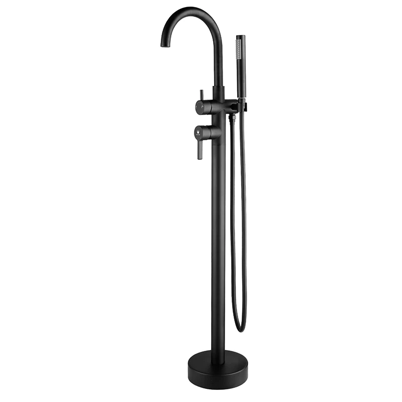 HIMARK modern bathroom floor mounted bath tap brass free standing tub faucet matte black freestanding bathtub faucets