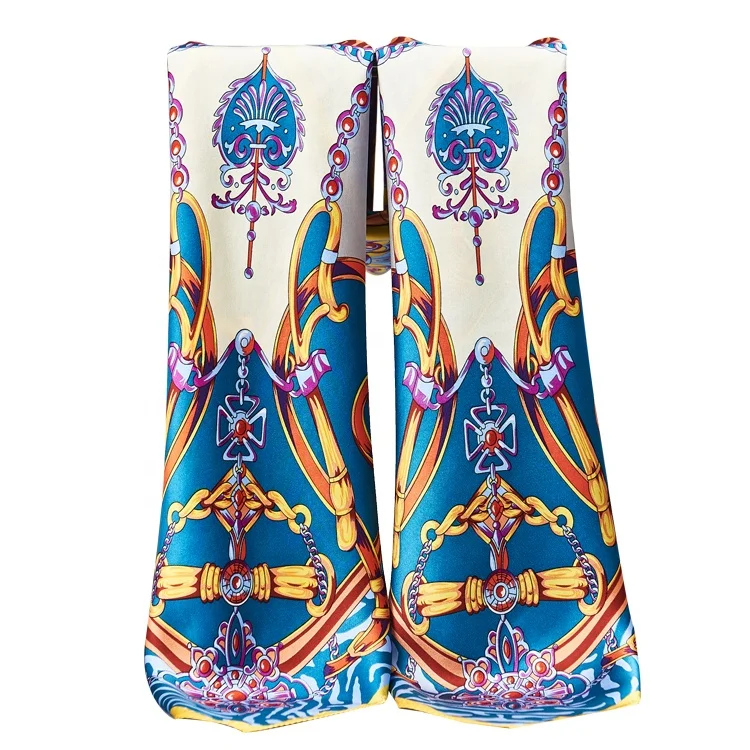 Factory Custom Digital Print Square Hijab Lady Pure Silk Scarves