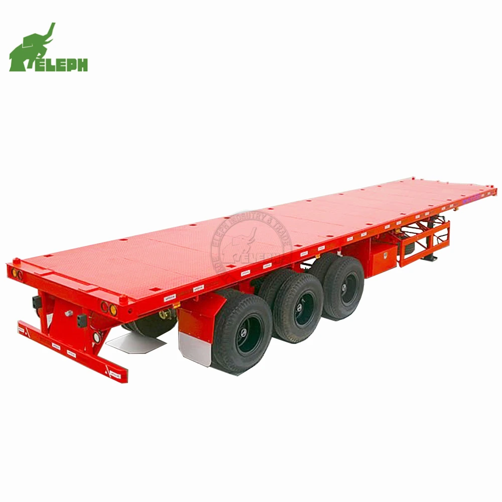 40 ton 50 ton 40 feet container transportation 3 axles truck high bed flatbed trailer 3 axle semi trailer