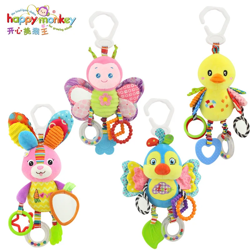 
infant stroller toys washable squeaker car toys, kids hanging toy for crib with rattle ring, mirror for self discovery, teethers 