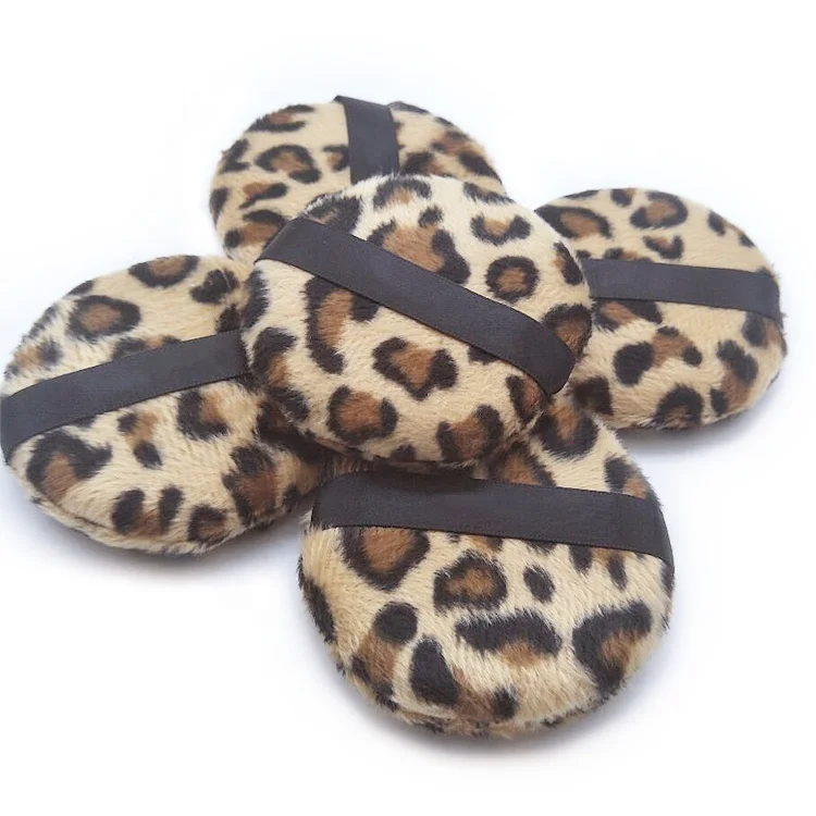 Factory wholesale 2019 New Arrival  Beauty Cosmetic Makeup Powder Puff Leopard Print lovely Fluffy puff
