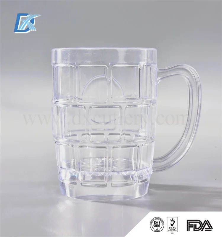 Рекламные 600 мл прозрачный пластик пивные кружки с ручками