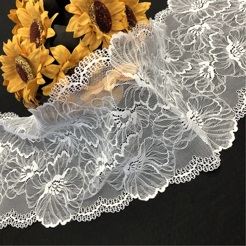 Wholesale White stretch guipure tulle lace trim border for garment accessories