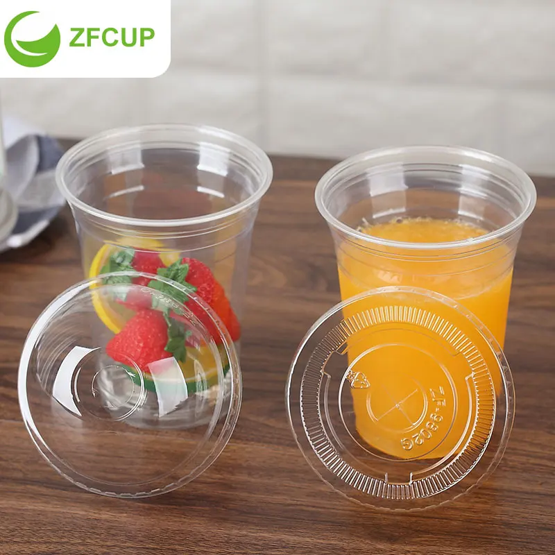 ZFCUP 18 oz. Clear Disposable PET Cup Custom Plastic Cups and Dome Lid - 1000/Case