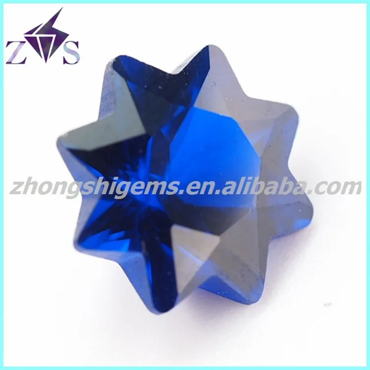 Eight-Pointed-Star shape Sapphire Blue Cubic Zirconia Gemstone