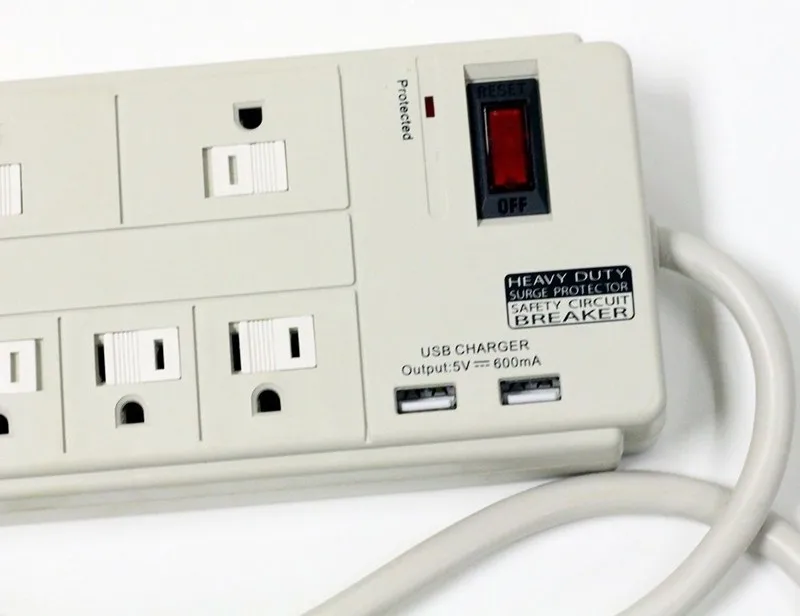 8 Outlet Power Strip with 2 USB Ports