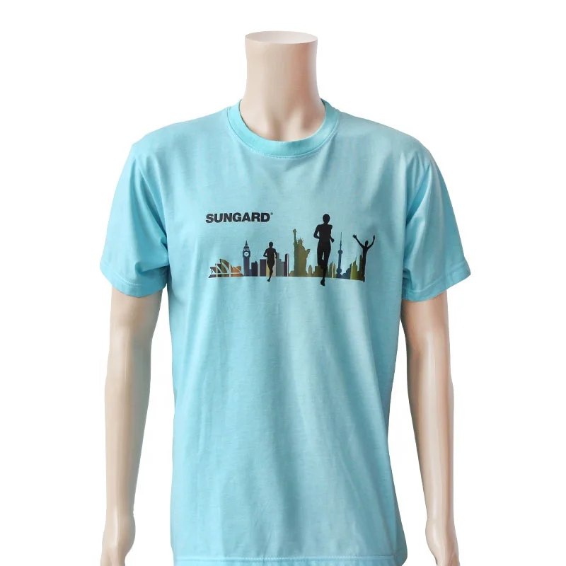 Summer crew neck 95% cotton 5% spandex running t shirt with custom silk screen printing