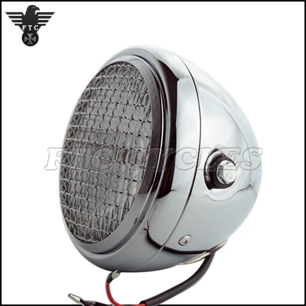Универсальная винтажная хромированная сетчатая галогенная мотоциклетная фара 6,5 дюйма для скремблера