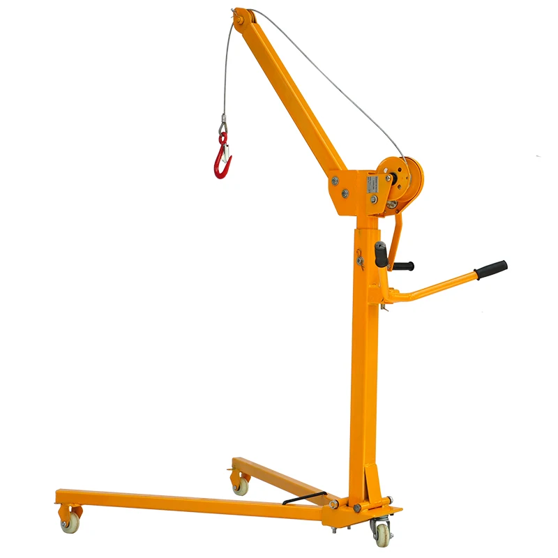 Mobile portable 200kg folding hoist manual lifting car crane hand crank small floor crane lifting machine loading