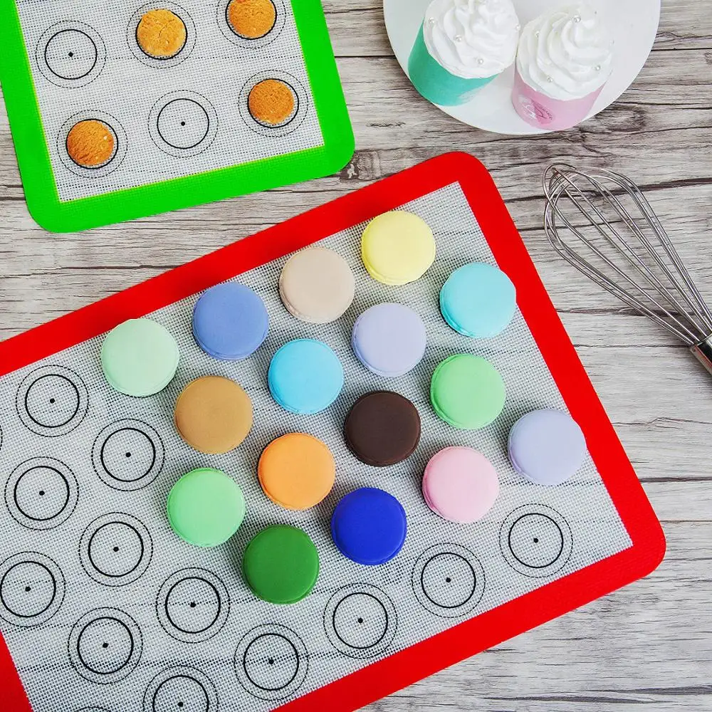 
Set of 4 Reusable Silicone Macaron Baking Mats 0.75mm (2 Half Sheet Liners and 2 Quarter Sheets),Non Stick Silicon Liner 