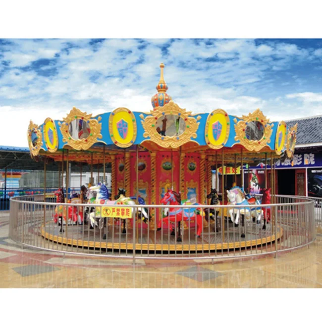Luxury kids outdoor train coin operated kiddie carousel horse ride