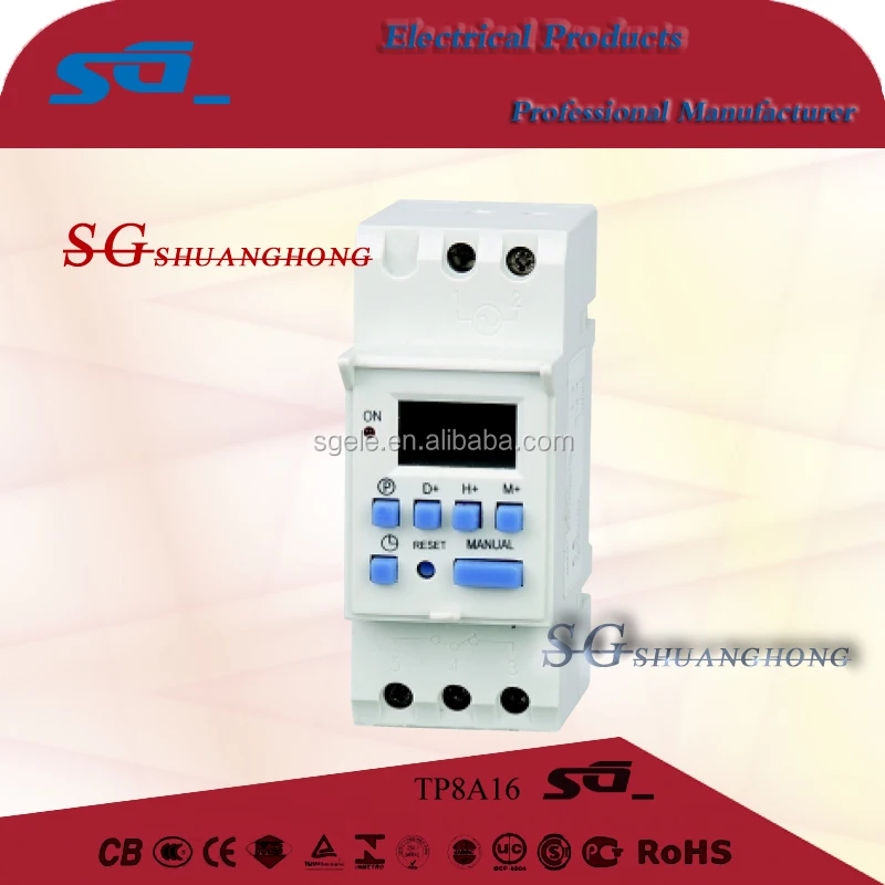 TP8A16 24 hours timer relay 24v 220v AC/DC din rail mounting timer