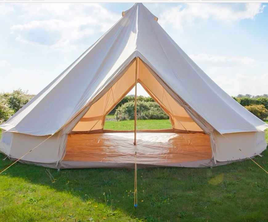
3M 4M 5M 6M 7m waterproof cotton canvas glamping bell tent with stove hole 
