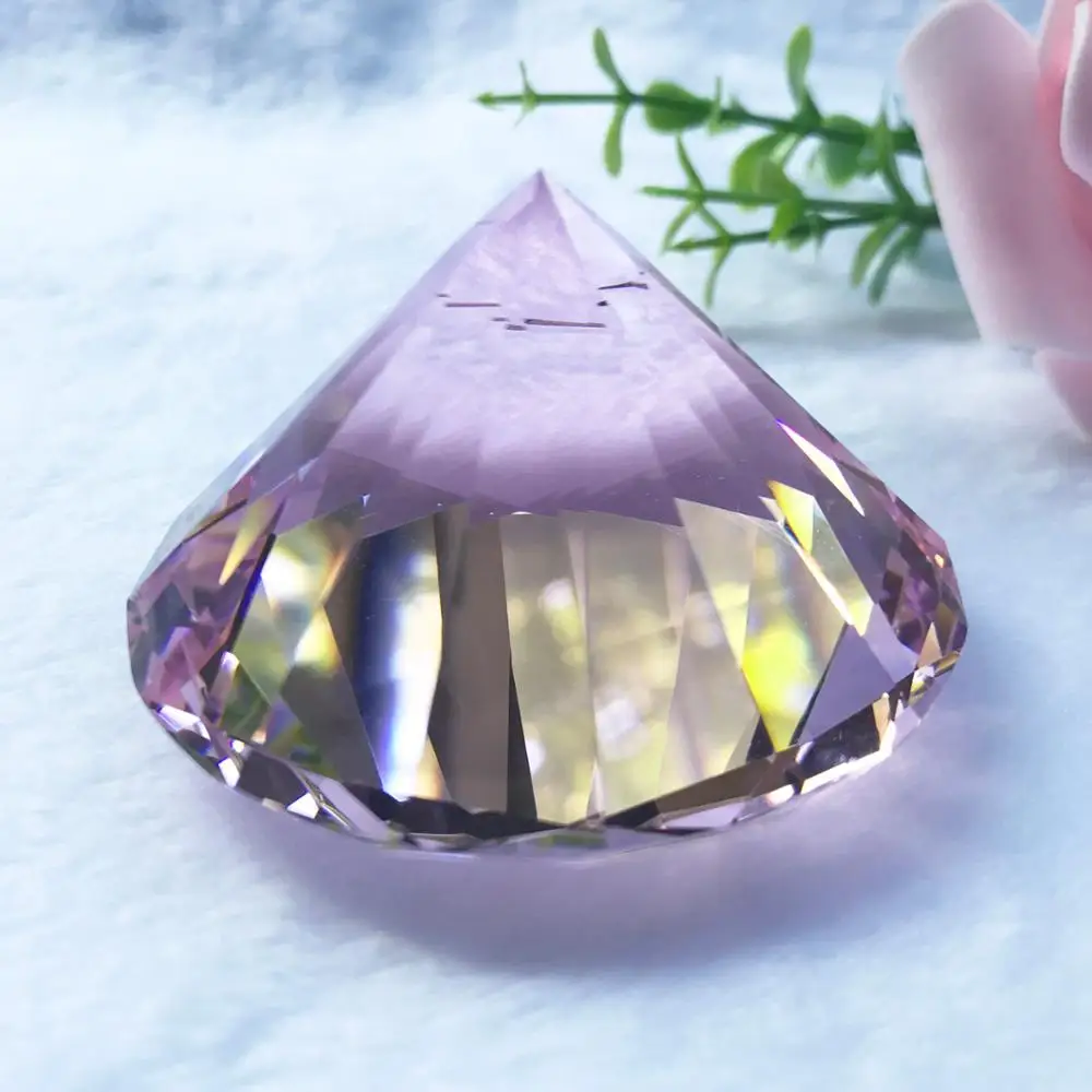 pink 100MM Faceted Decorative gems stone Crystal Glass Diamond for Wedding Souvenirs