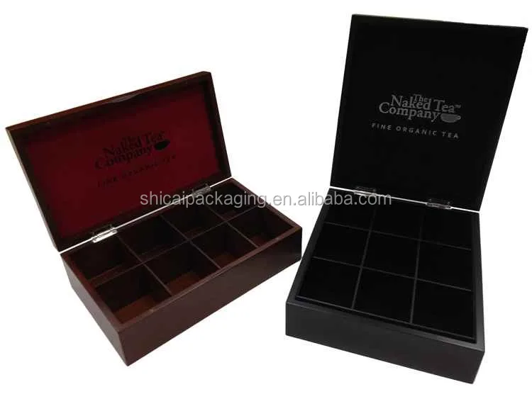 
9 Compartments Deluxe Wooden Tea Box With Lid 