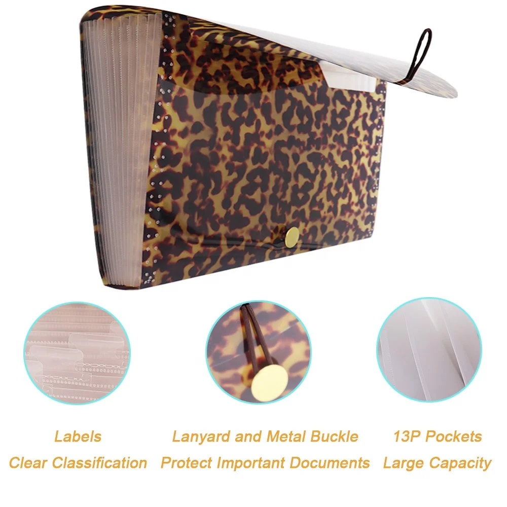 13 карман расширение папки с леопардовым принтом расширение Папка типа «гармошка» подачи организатор ящик с петелькой