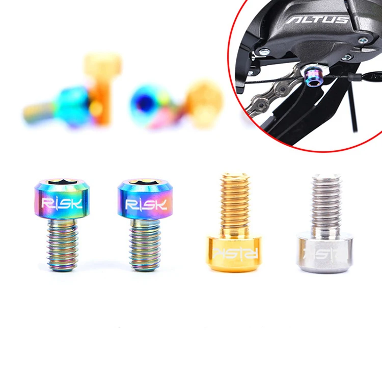 RISK 2PCS M5*9mm Titanium alloy Stem Bolts For Bike MTB Bicycle Stem Seatpost Clamp Screws Fixed Bolts Bike Parts 2pcs/box