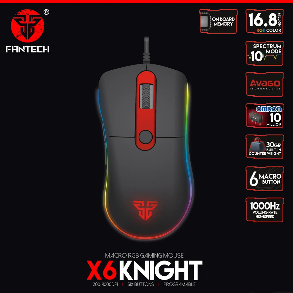 
Fantech X6 Fantech New products wholesale mouse gamer gaming avago on board programmable 6d gaming mouse 