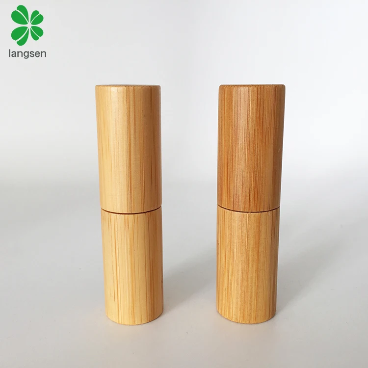 Hot sell empty bamboo lipstick tube container, wooden bamboo material lip balm tubes containers