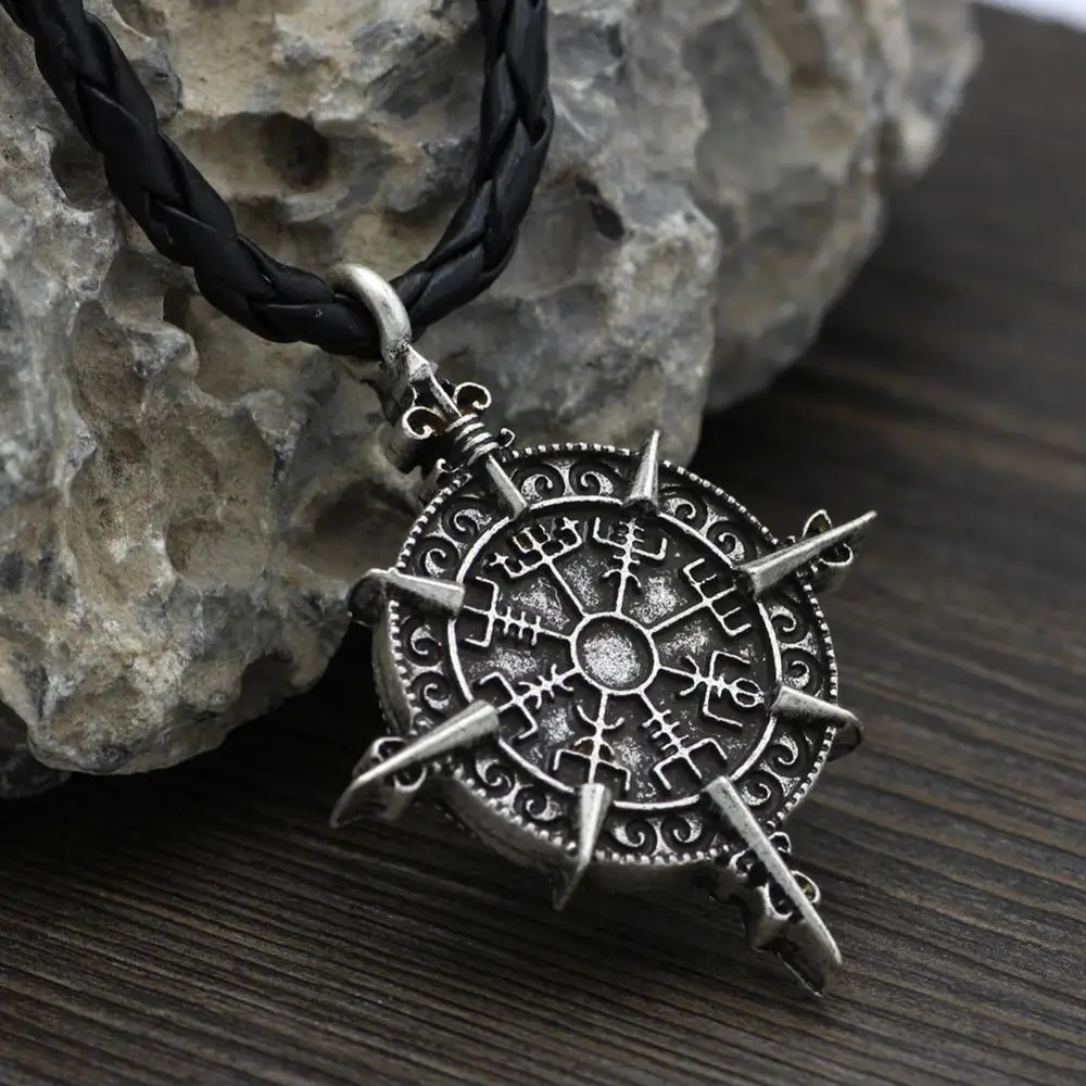 Wholesale Antique Silver Pendant Norse Viking Rune Necklace Men Gift