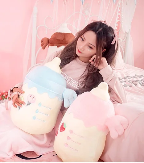 wholesale decoration lovely nursing bottle 2 in 1 pillow blanket baby blanket