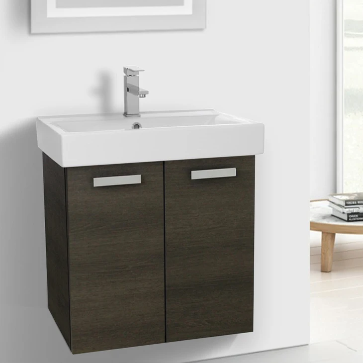 Hangzhou Vermont Modern Vanity White Black Wall Hang Bathroom Sink Cabinet With Basin