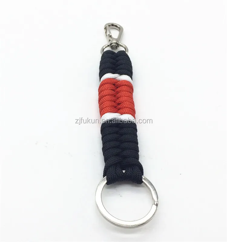 handmade survival black red white ribbon brazilian jiu-jitsu belt paracord keychain