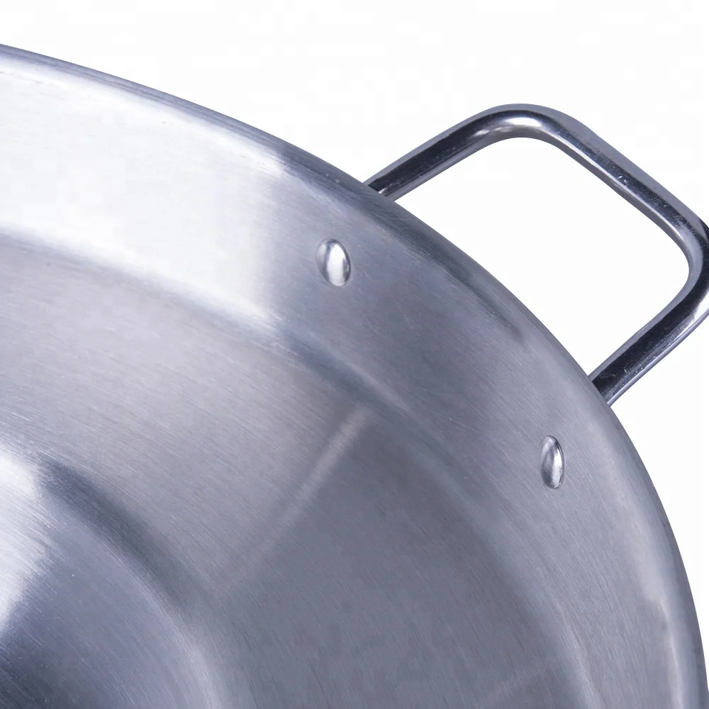 Factory Supply Stainless Steel Large comals Griddles & Grill Pans Double Ears Polish Finished Cooking Pot  1.2mm