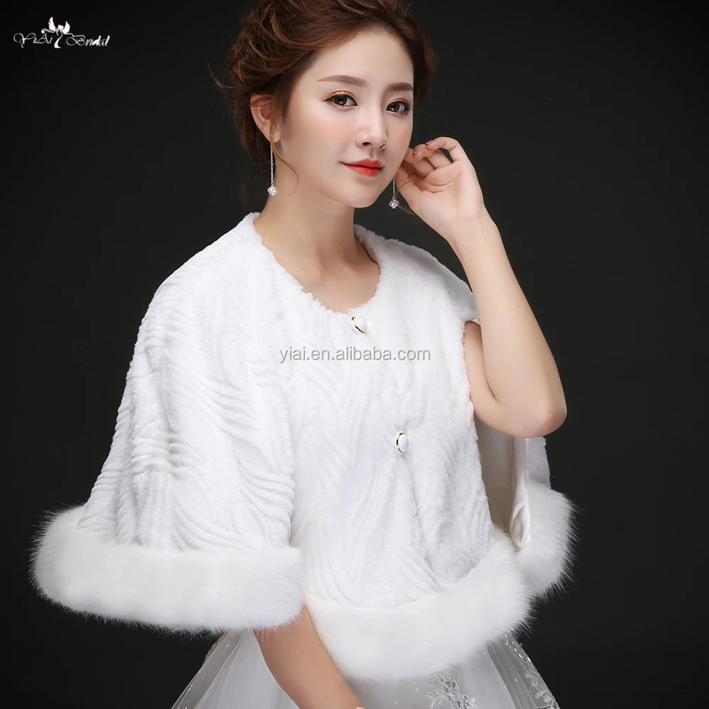 
LZP219 No collar Pinstripe With Button Mink Jacket White Fur Bolero Winter Wedding Coat 