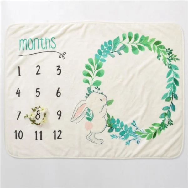 
Fashion New Born Baby Monthly Milestone Blanket Custom OEM Unicorn Design Cute Kids Soft Flannel Fleece Organic Baby Blanket 