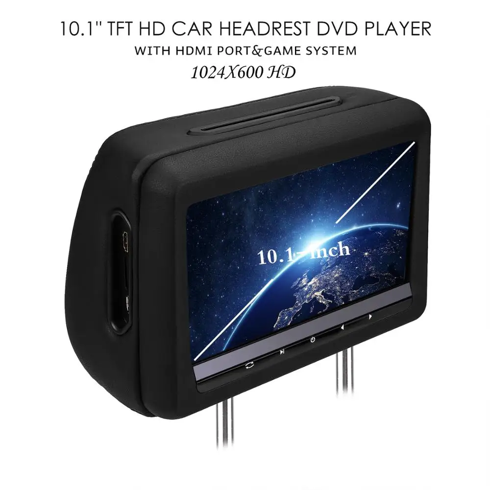 Headrest dvd monitor 10.1 inch with 1080P USB SD MP5 FM IR transmitter