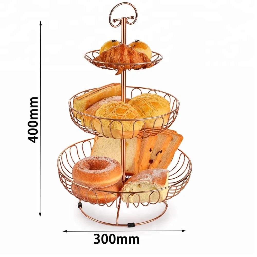 Wedding Party Metal Wire 3 tier collapsible rose gold cake cupcake stand for Birthday