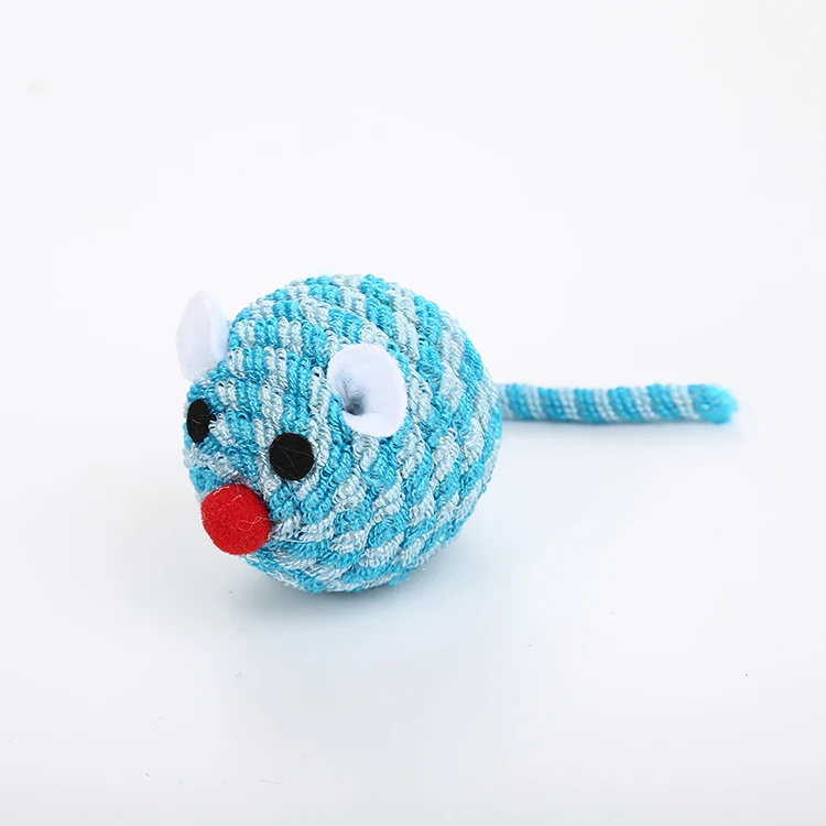 Многоцветная круглая мышь, вязаная игрушка для кошек