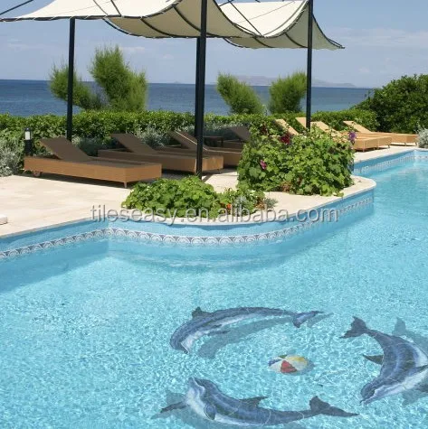swimming pool tile dolphin
