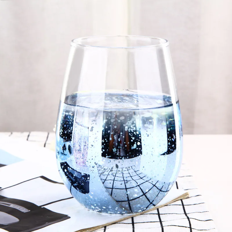 Glitter juice glass cup creative egg shaped coffee cup glass