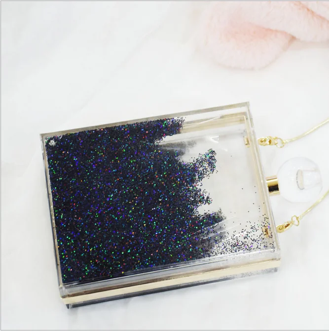 Wholesale alibaba acrylic sequins liquidsand acrylic clutch evening bag