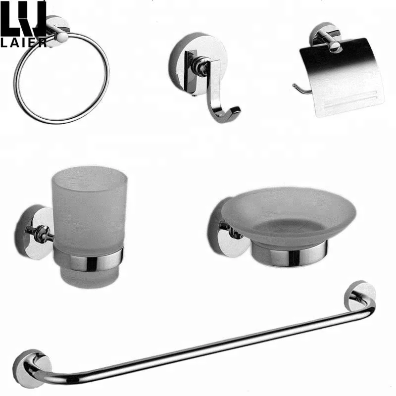 
New Design Factory Direct sales Chrome Finished Zinc Alloy Bathroom Set With 6 Pcs Accessories 