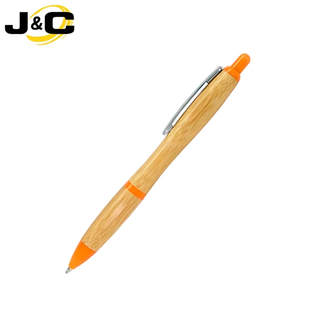 
Top selling retractable bamboo pen with colored matching trims 