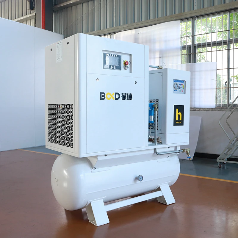 11KW 15HP PM combined type  rotary screw air compressor with air dryer, fine filters and air tank for laser machine