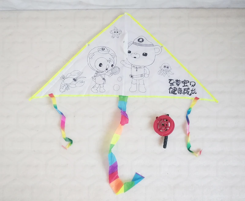 Malaysia market blank black cartoon printing flying kite can paint by children