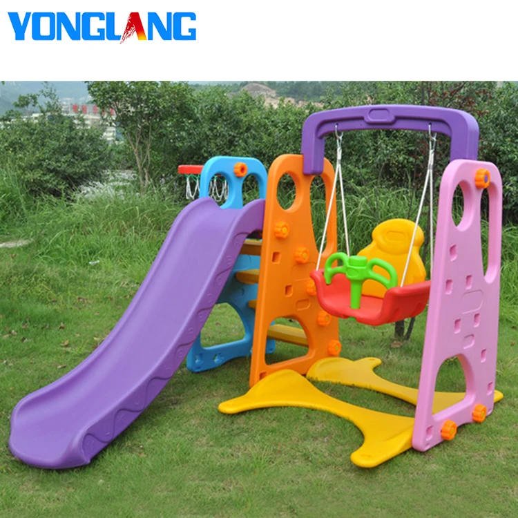 New Design Kids Slide and Swing Plastic Playground Equipment