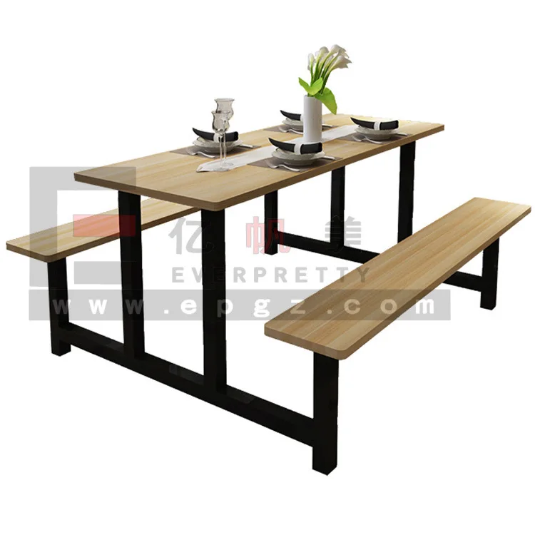 4 seaters fastfood table and chair set, lunch table with bench, dinner table for school